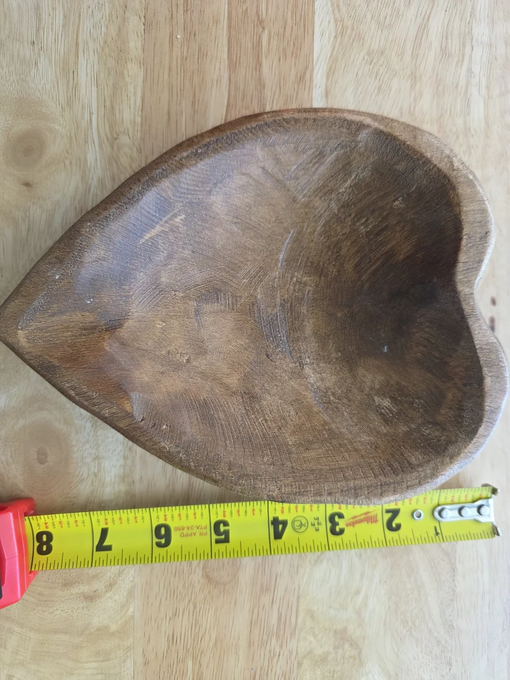 Vintage Heart-Shaped Wooden Serving Bowl - Brown